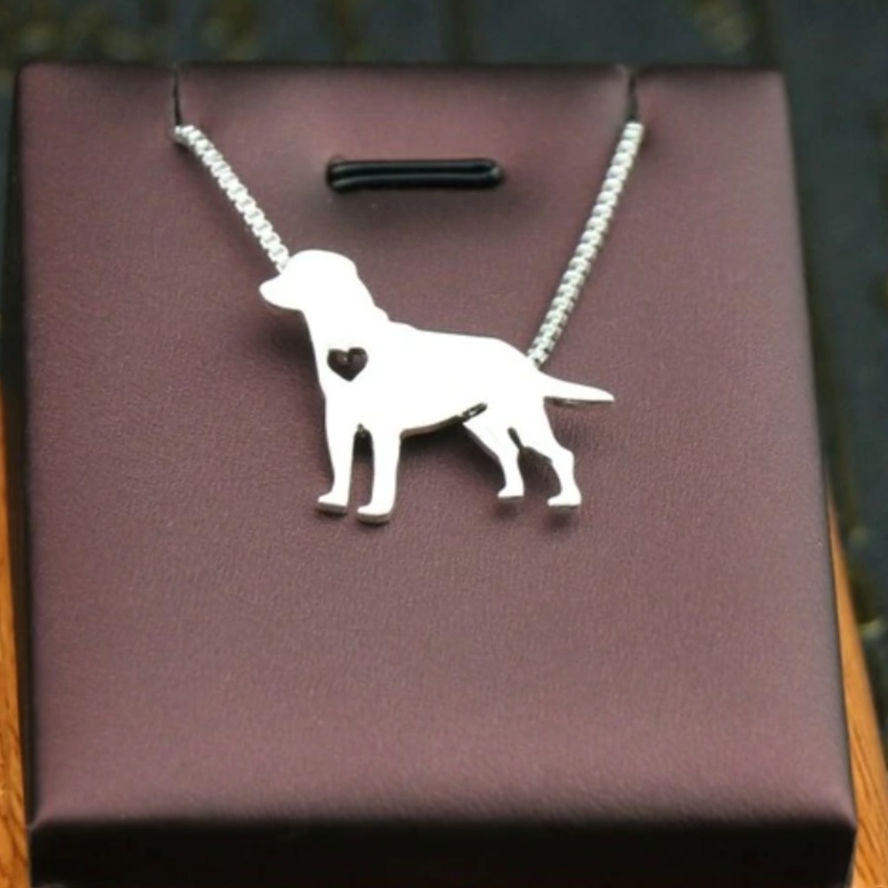 NEW Silver Golden Retriever Lab Dog Necklace - Picture 1 of 2